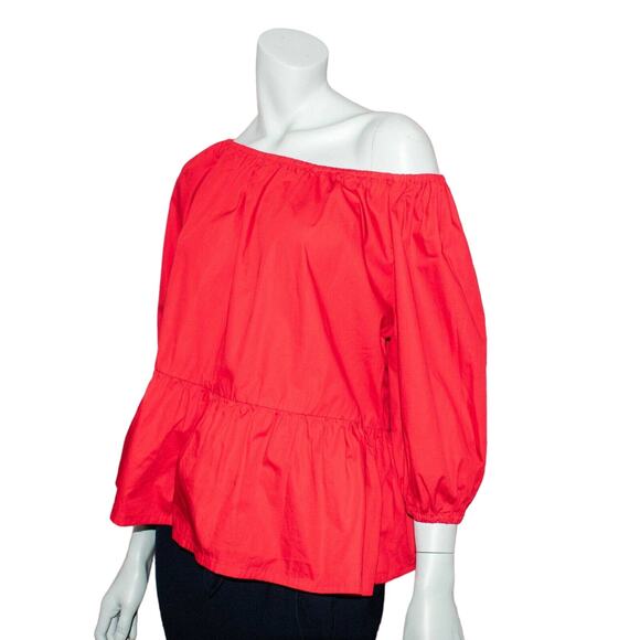 Women's Off-Shoulder Red Blouse - Picture 3 of 7